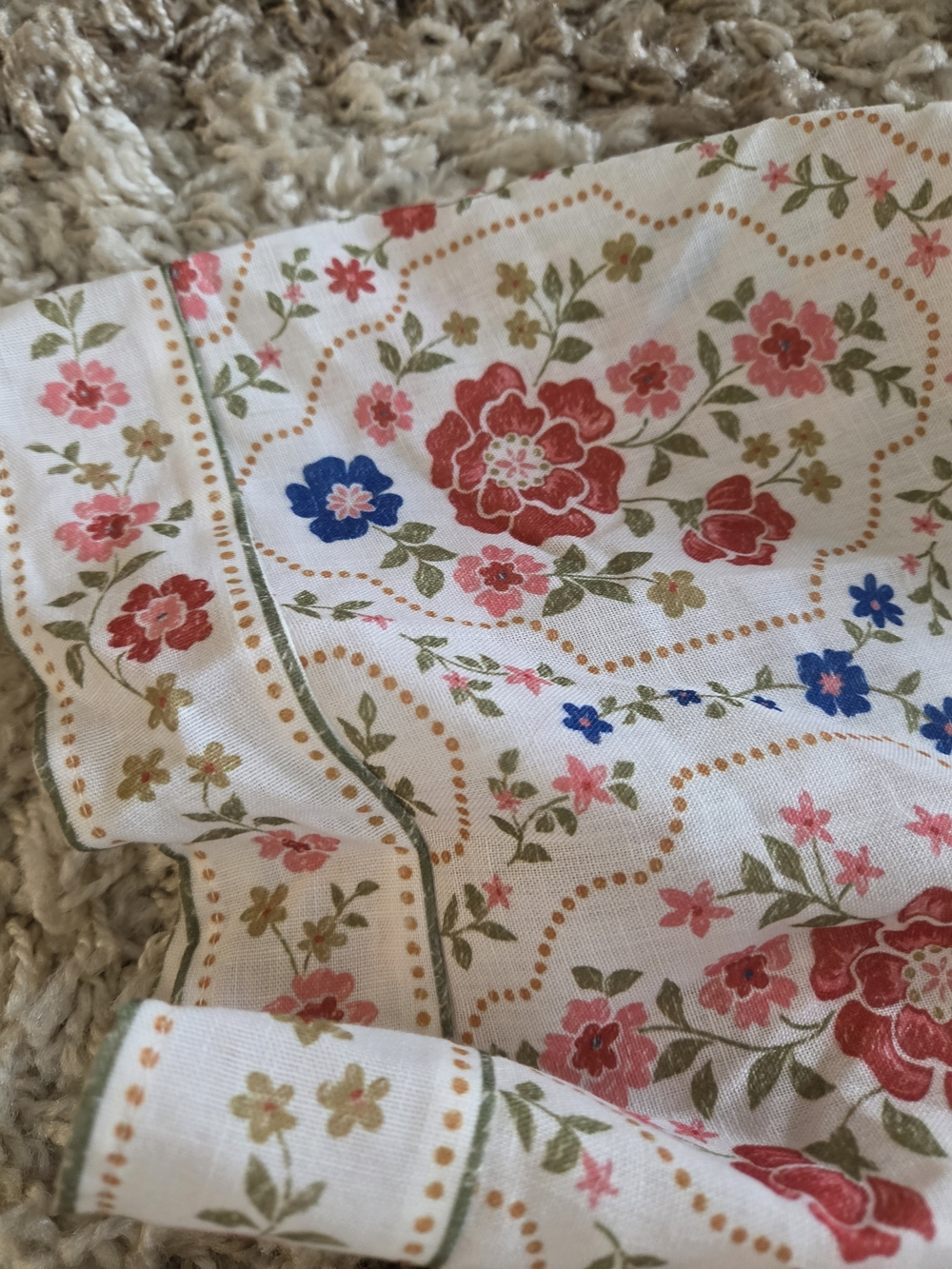 Cream Floral Maxi Dress with Pink & Blue Blooms and Waist Tie - Picture 5 of 6